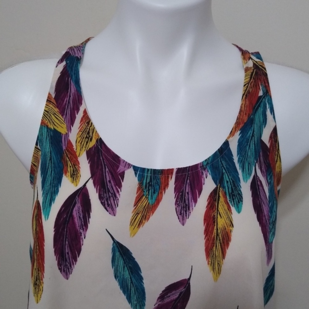 Apt. 9 Feather Print Handkerchief Hem Tank Top - Picture 3 of 7